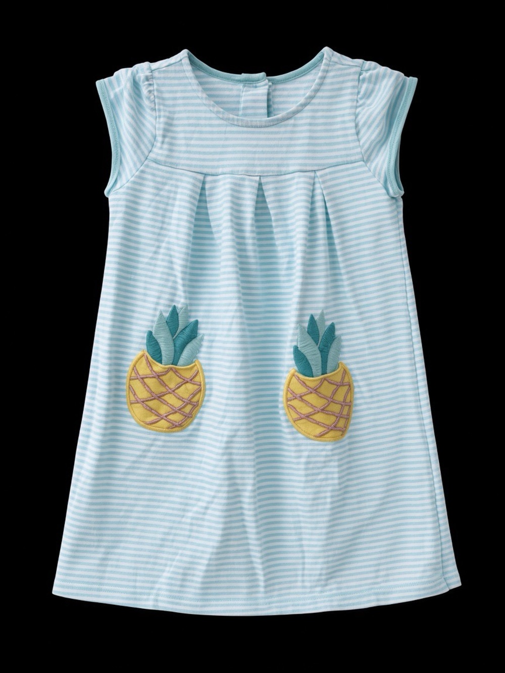 Gymboree Light Blue Striped Pineapple Pocket Dress